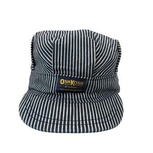 Vtg 90s youth Oshkosh B'gosh Railroad Hickory Stripe Train Conductor Snapback